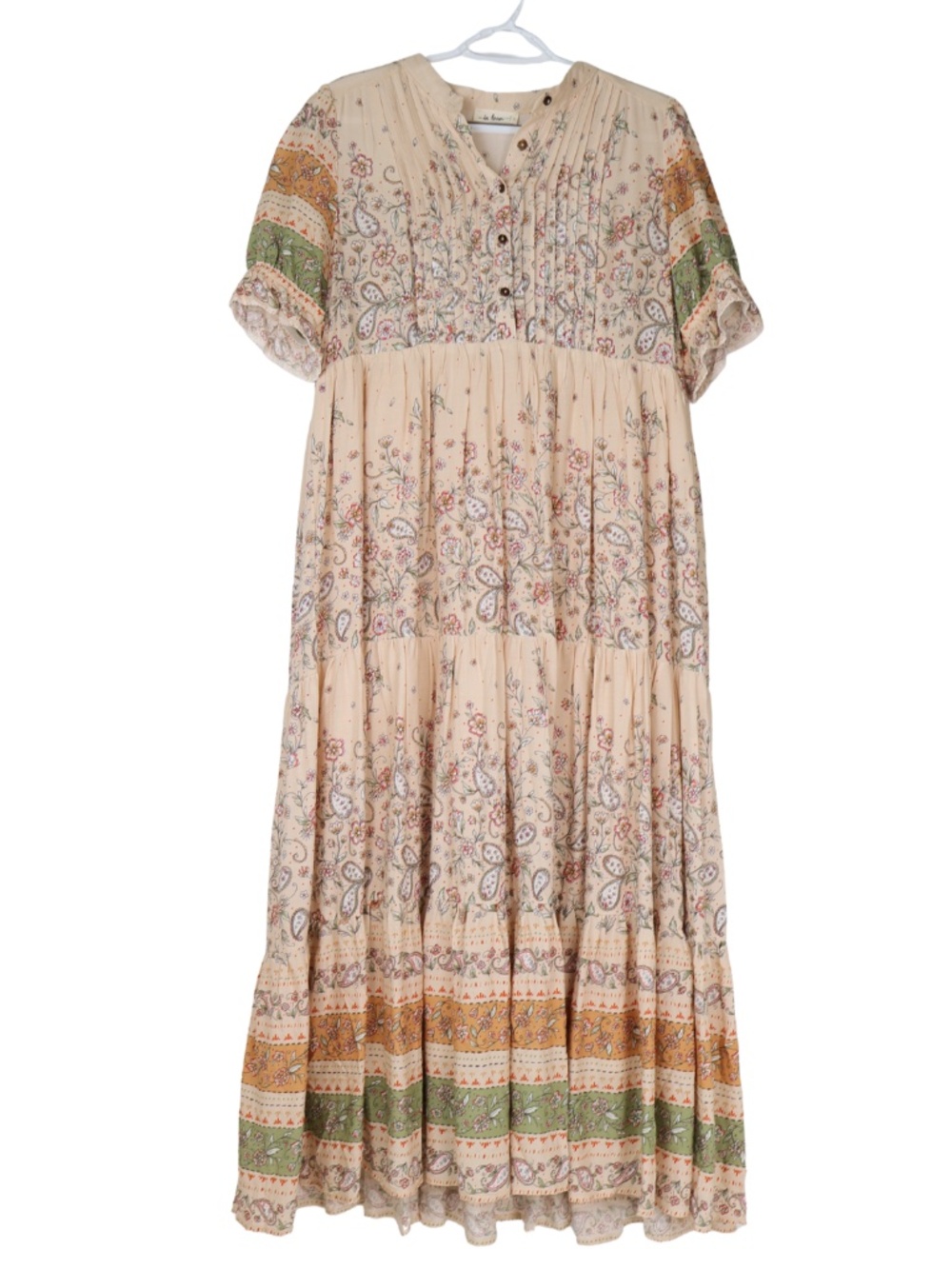 In Loom Boho Floral Paisley Tiered Maxi Dress Large Cottagecore Fall